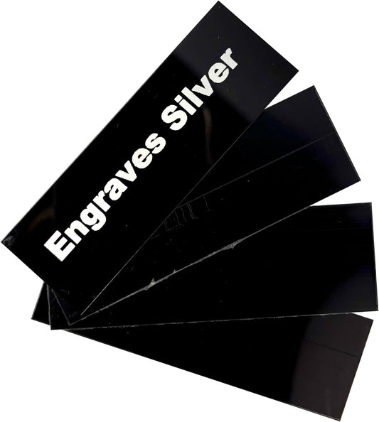 Blank Metal Plates for Laser Engraving - 4 Pack | Aluminum Sheets 0.020" Thick | CO2, Diode, Fiber Laser Compatible | Multiple Sizes & Colors (Black (engraves silver), 2x6.25 inch)