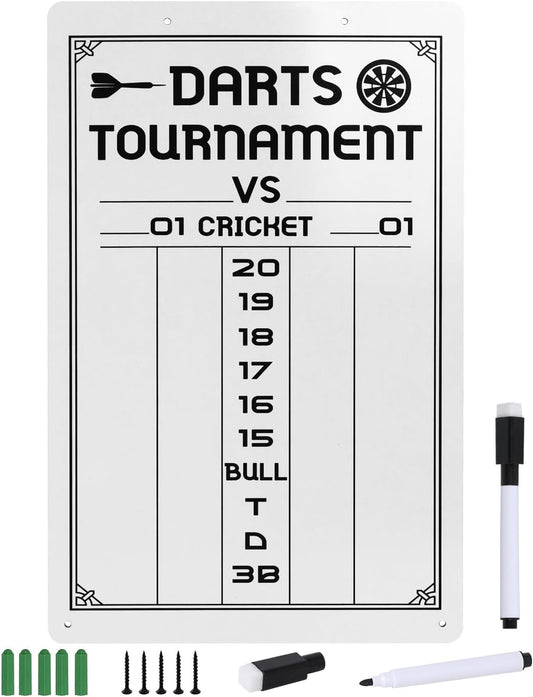 Dart Scoreboard-Dry Erase Scoreboard for Cricket and 01 Games, Dart Board Accessories with 2 Dry Erase Makers(15.3 x 9.8 inches)