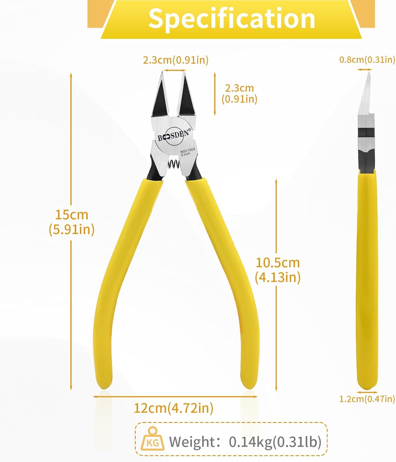 BOOSDEN Small Wire Cutters 2 Pack, 6 inch Wire Cutting Pliers, Dikes Spring Loaded Side Cutters, Flush Cut Pliers, Precision Wire Cutters for Crafting/Artificial Flowers/Jewelry Making