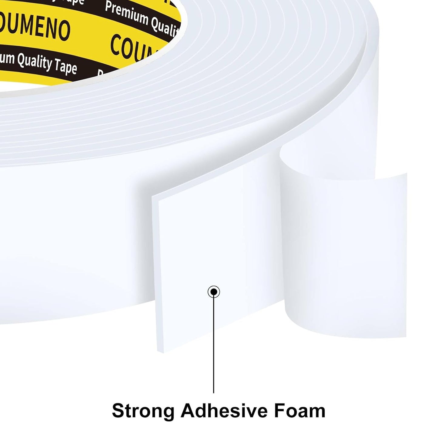 Double Sided Foam Strip, EVA Foam Tape, Double Sided Sponge Adhesive Mounting Tape for Home Office Decor 0.98inX16.4FT White