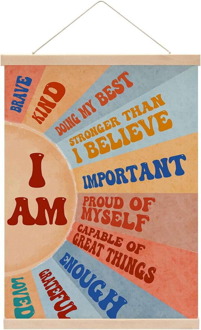 Inspirational Boho Sun Poster Hanger, Positive Affirmations Wall Decor, Sunshine Posters, Educational Posters Wall Art Wall Hanging Banner Classroom Bedroom Nursery Home Living Room Decor