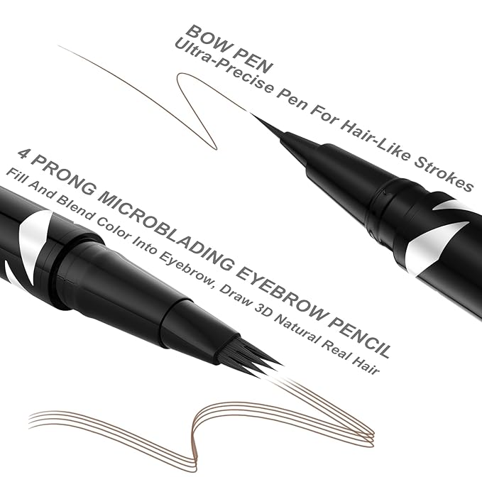 LAVONE Eyebrow Pen,2-IN-1 Dual-ended Waterproof Eyebrow Pencil,with 4 Tip Microblading Eyebrow Pen and Ultra-Precise Brow Pencil,Dual-ended Eyebrow Brush, for Natural Looking-Dark Brown
