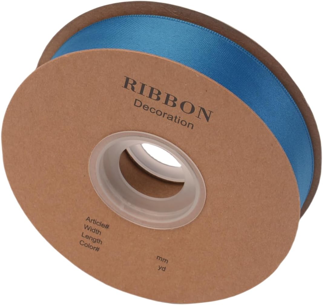 Double Side Satin Ribbon, Continuous 20 Yards,Use for Craft Bows Bouquet, Gift Wrapping, Wedding Decoration, Floral Arrangement (Sapphire Blue, 1 inch)