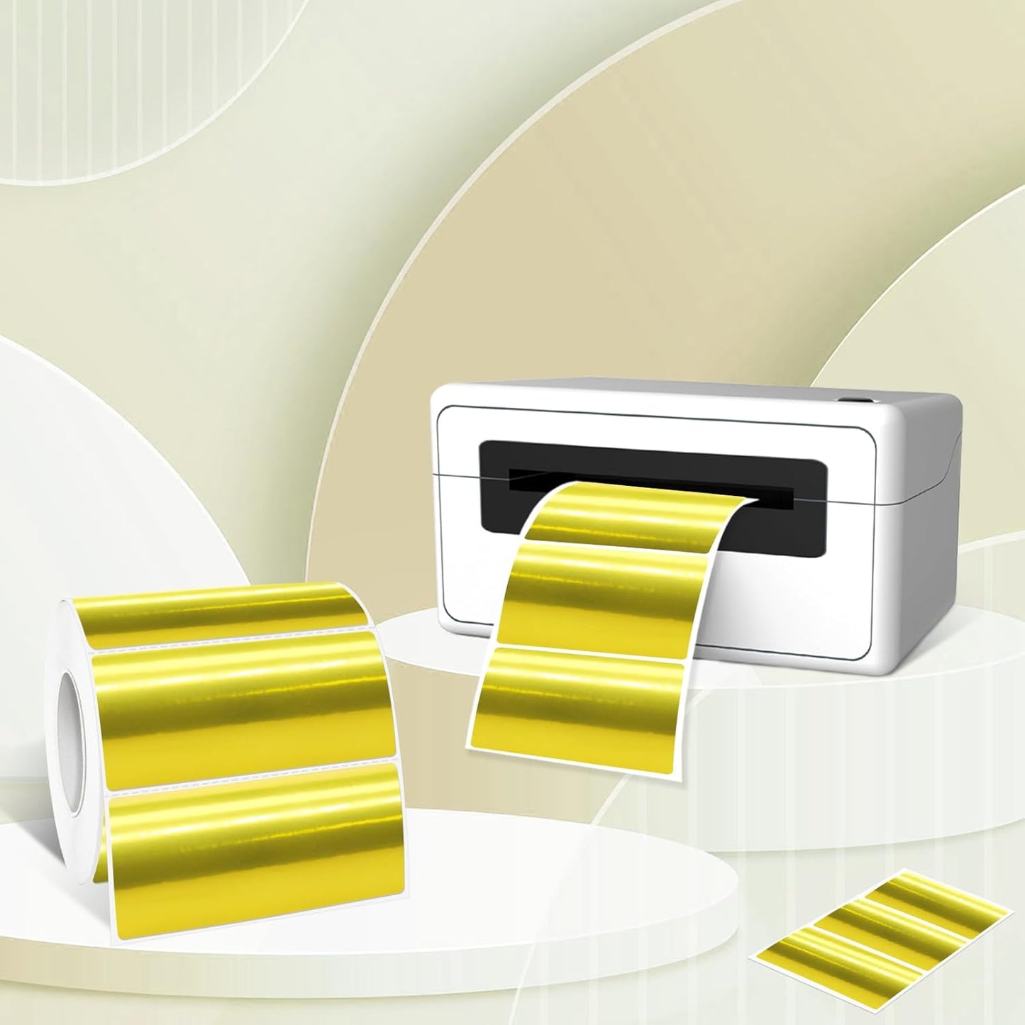 1" x 2" Gold Thermal Label Stickers,Waterproof Thermal Printer Sticker Labels for Gift Wrapping, Self-Adhesive Name Price Tag DIY Custom Logo Design (500 pcs,Gold)