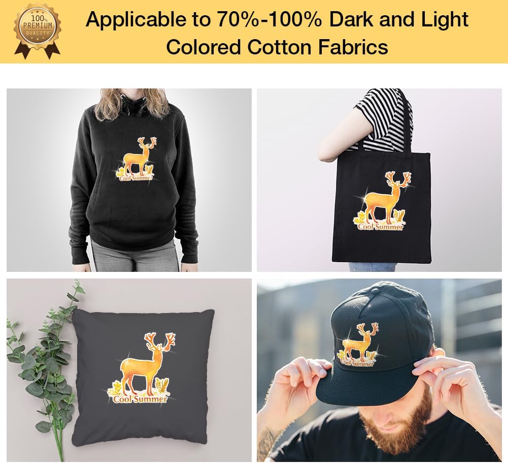 TransOurDream Glitter 3.0 Heat Transfer Paper for Inkjet Printer (20 Sheets, 8.5x11'') Printable Heat Transfer Vinyl for T Shirts Iron on Transfers for Light & Dark Fabric (TOD-GL3-20)