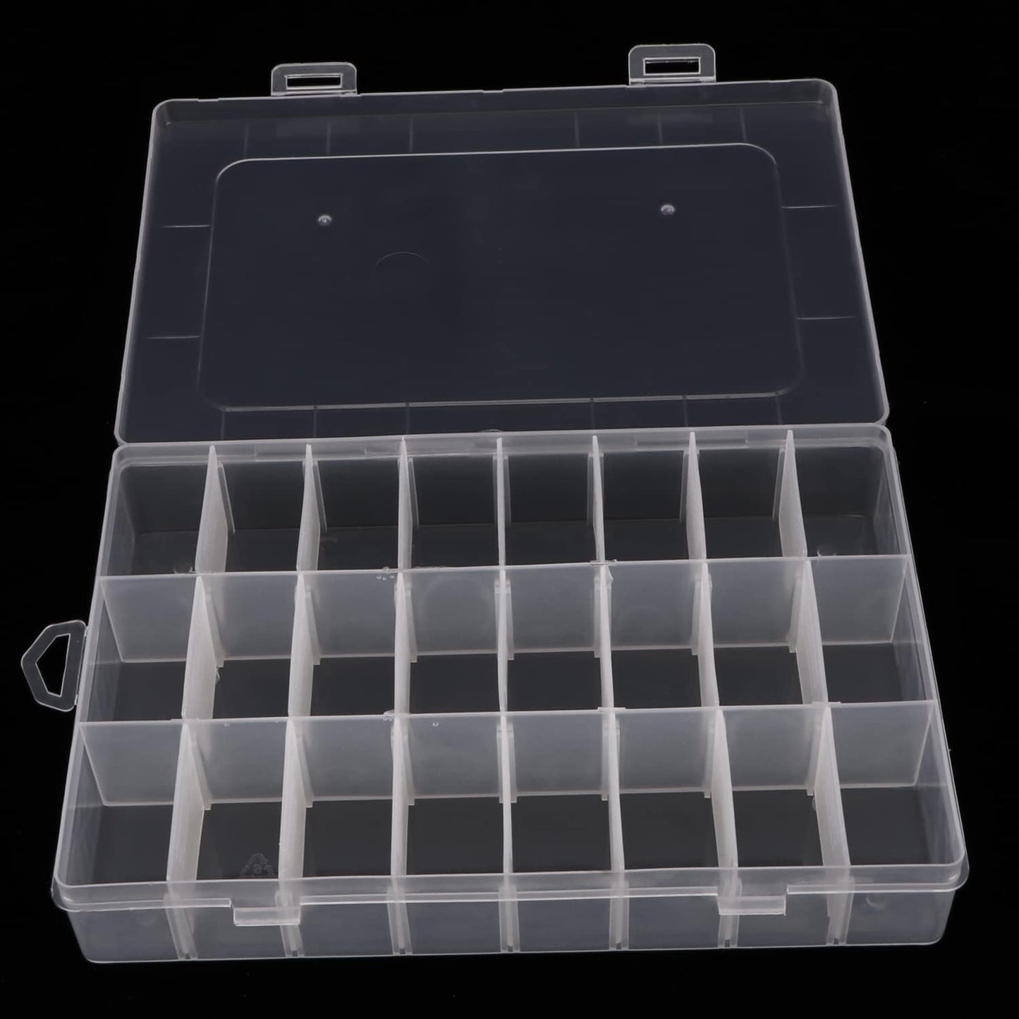 2 Pack 24 Grids Plastic Organizer Box Container Craft Storage Box with Adjustable Dividers for Beads Jewelry Fishing Tackles, Clear