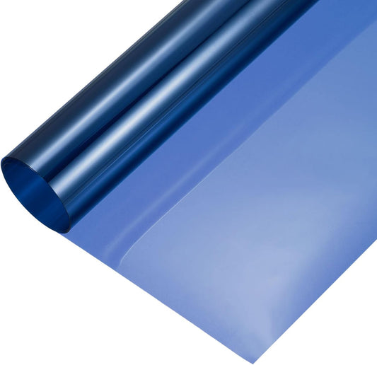 MECCANIXITY Iridescent Window Film,12" x 39" Iridescent Holographic PVC Fabric Dichroic Film Clear Vinyl Paper Roll for DIY Craft Gift Wrapping Bag Decoration,Dark Blue