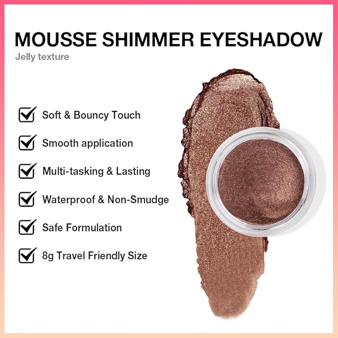 Cream Glitter Brown Shimmer Metallic Eyeshadow Palette Makeup, Natural Single Mini Instant Holographic Eyeshadow For Older Women, Sombras Crema Para Ojos, Talc, Paraben & Cruelty Free