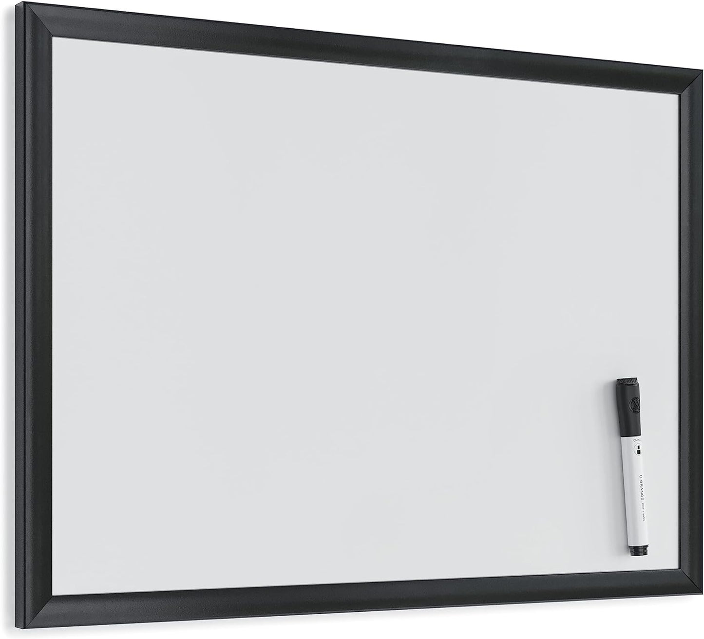 U Brands Magnetic Dry Erase Board White Board, 24" x 18" Inches, Black Wood Frame (307U00-01)