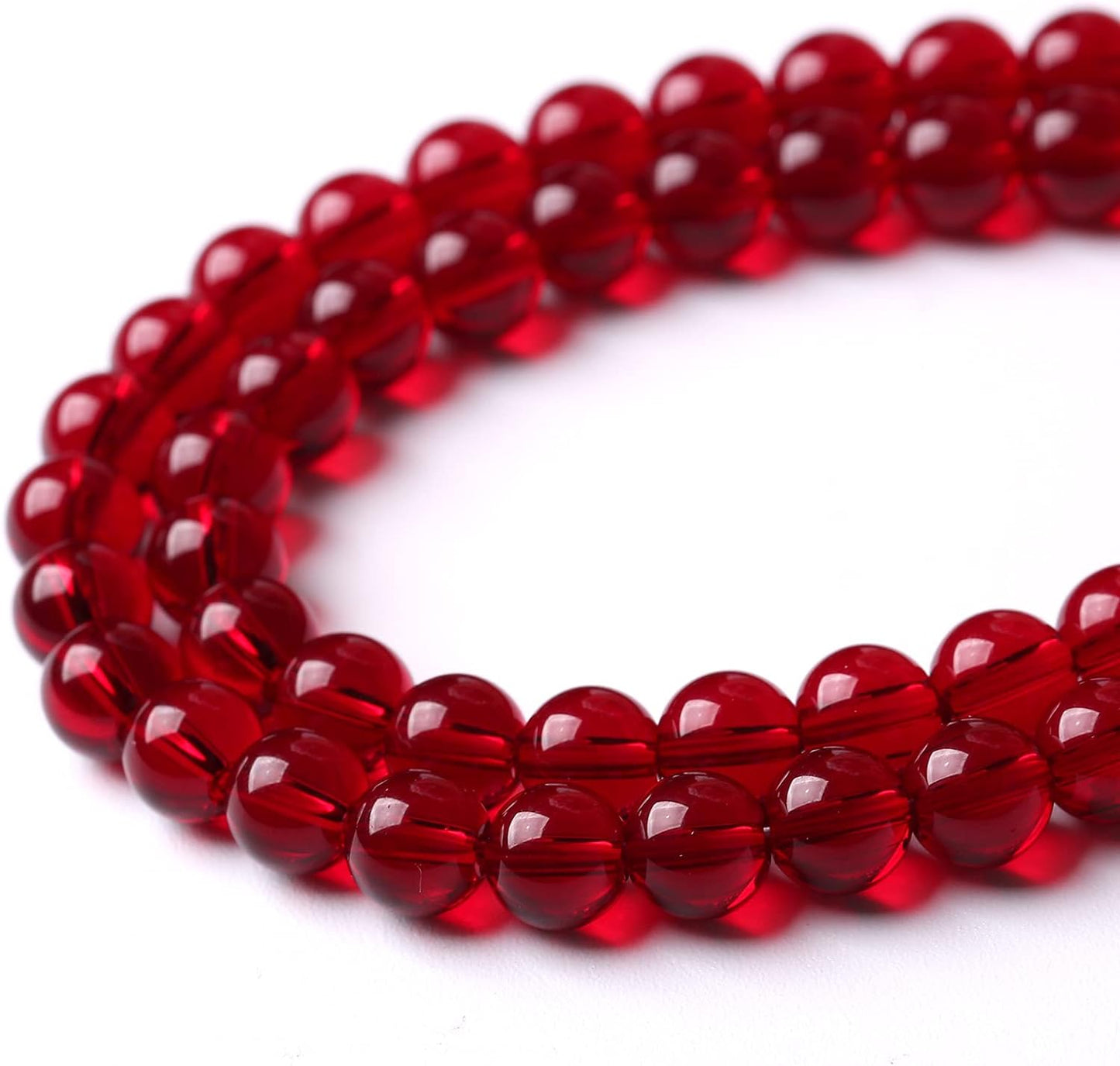 Smooth Garnet Red Glass Crystal Round Loose BeadsFor Jewelry Making DIY Bracelet Necklace Accessories 8mm 51pcs 15" Strand (Garnet Red Glass, 8mm)