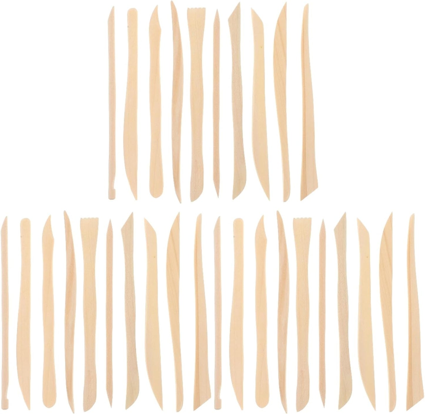 VILLCASE 30pcs Wooden Clay Carving Modeling Tools Kit, Double-Ended Clay Sculpture Tools, Polymer Pottery Dough Modeling Ceramic Tools for Cutting Shaping