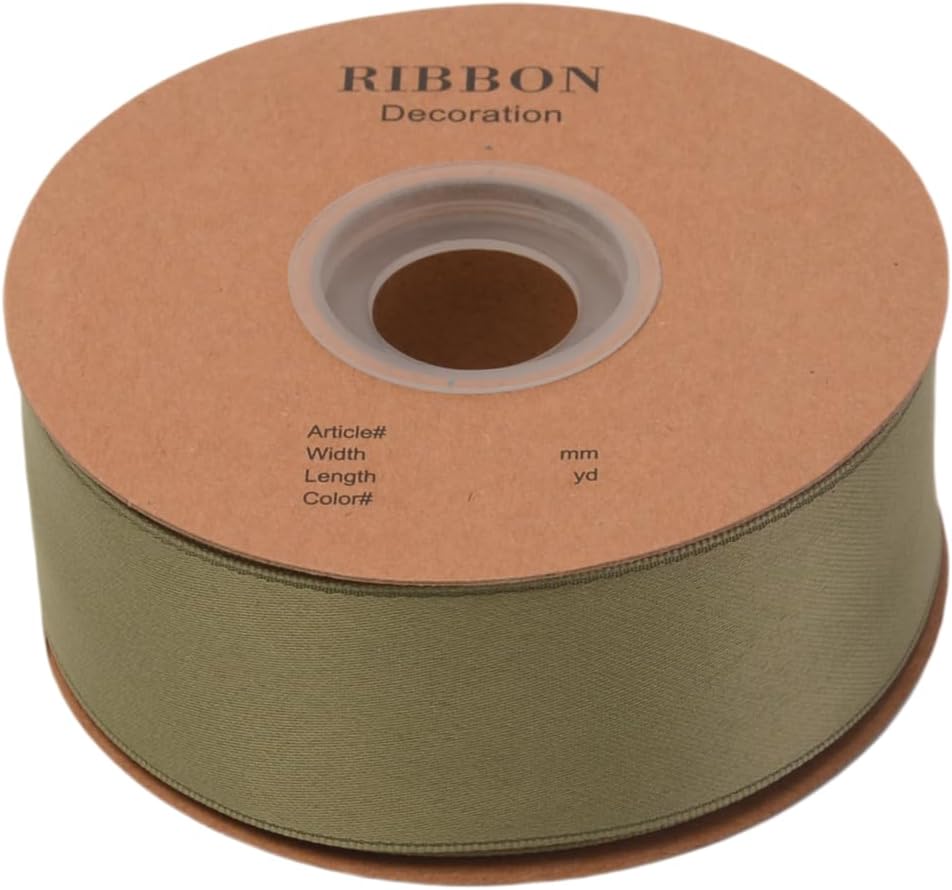 Double Side Satin Ribbon, Continuous 20 Yards,Use for Craft Bows Bouquet, Gift Wrapping, Wedding Decoration, Floral Arrangement (Army Green, 1-1/2 inch)