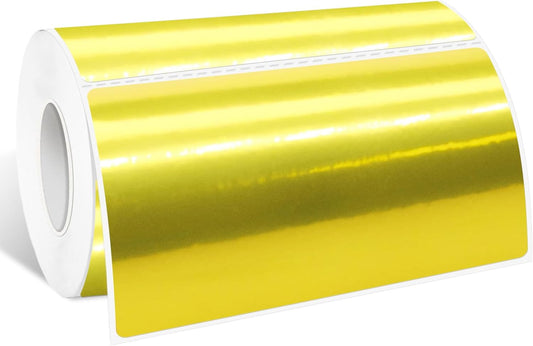 2" x 4" Gold Thermal Label Stickers,Waterproof Thermal Printer Sticker Labels for Gift Wrapping, Self-Adhesive Name Price Tag DIY Custom Logo Design (250 pcs,Gold)