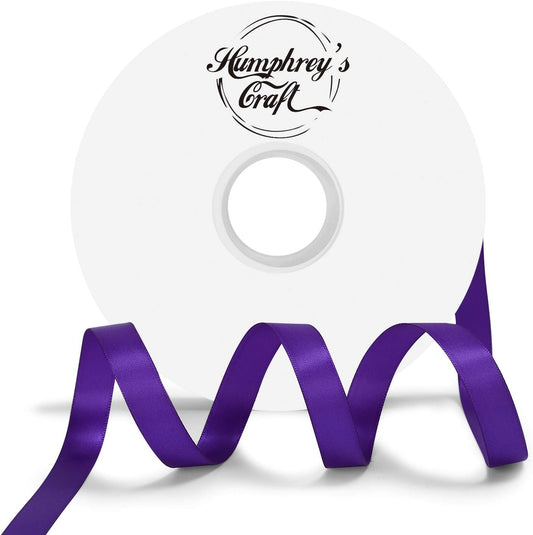 Humphrey's Craft 1/2 Inch Purple Double Faced Satin Ribbon - 50 Yards Variety of Color for Crafts Gift Wrapping DIY Bows Bouquet Decoration Sewing Christmas Tree Wedding and Invitation Card.