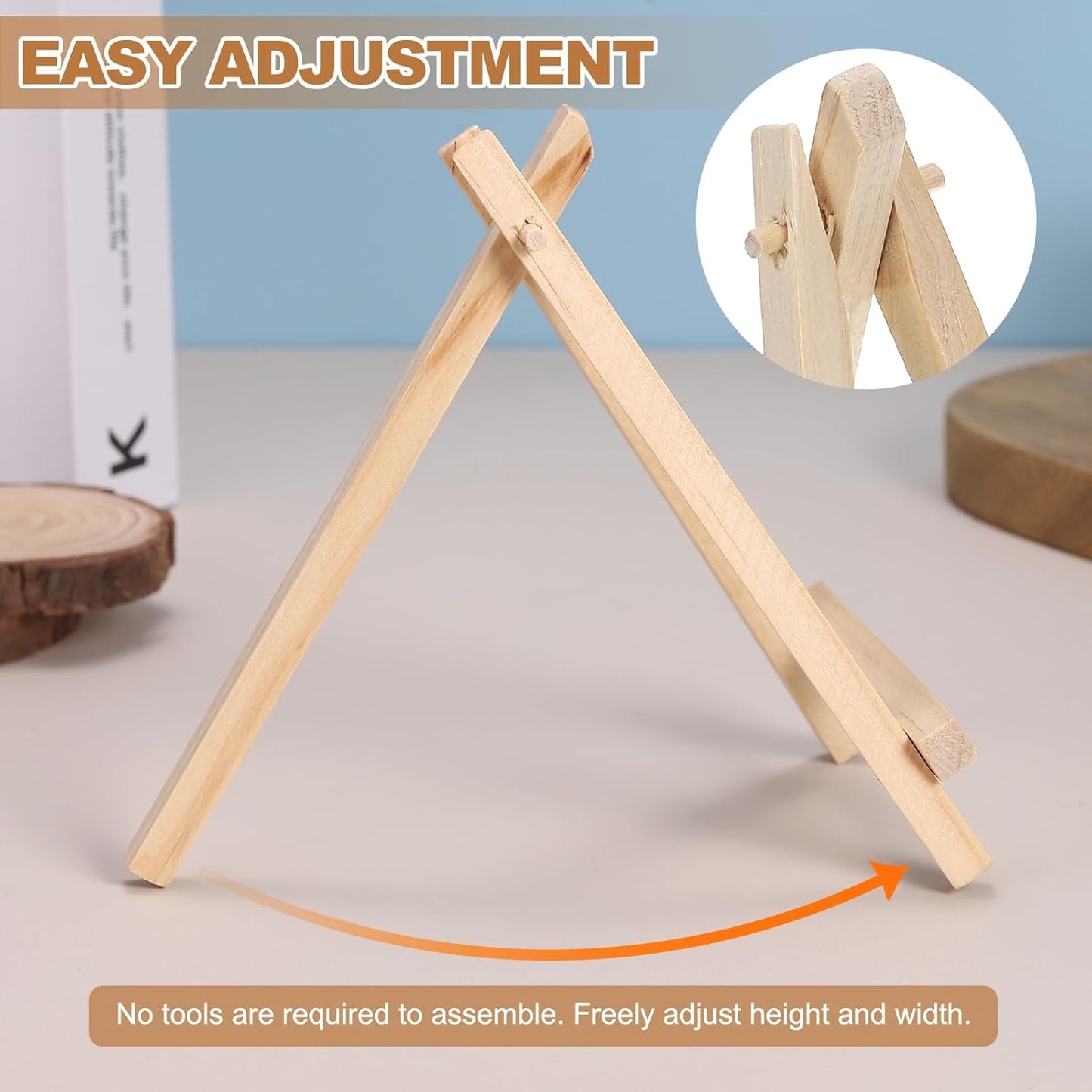 MECCANIXITY Mini Wood Display Easels, 5.9"x3.1"A-Frame Painting Tabletop Easels Holder Stand for Artists Beginners Displaying Small Canvases Art Photos Business Cards(Pack of 12, Wood Color)