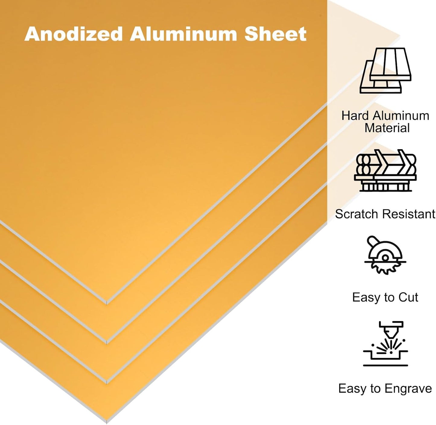 PATIKIL 7x5x1/32inch Anodized Aluminum Sheet, 10Pcs Metal Rectangle Aluminum Plate 0.8mm Thick Engraving Blanks for Laser Engraving DIY Decorative Crafting Home Decoration, Yellow