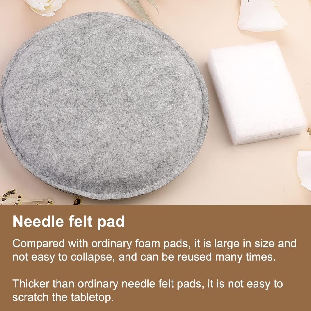 WONVOC Needle Felting Pad, 9.44 x 9.44 x 1.38 Inch, Grey Sponge Needle Felting Mat with Felting Needle Tool with 3 Needles Accommodates Any Felting Project