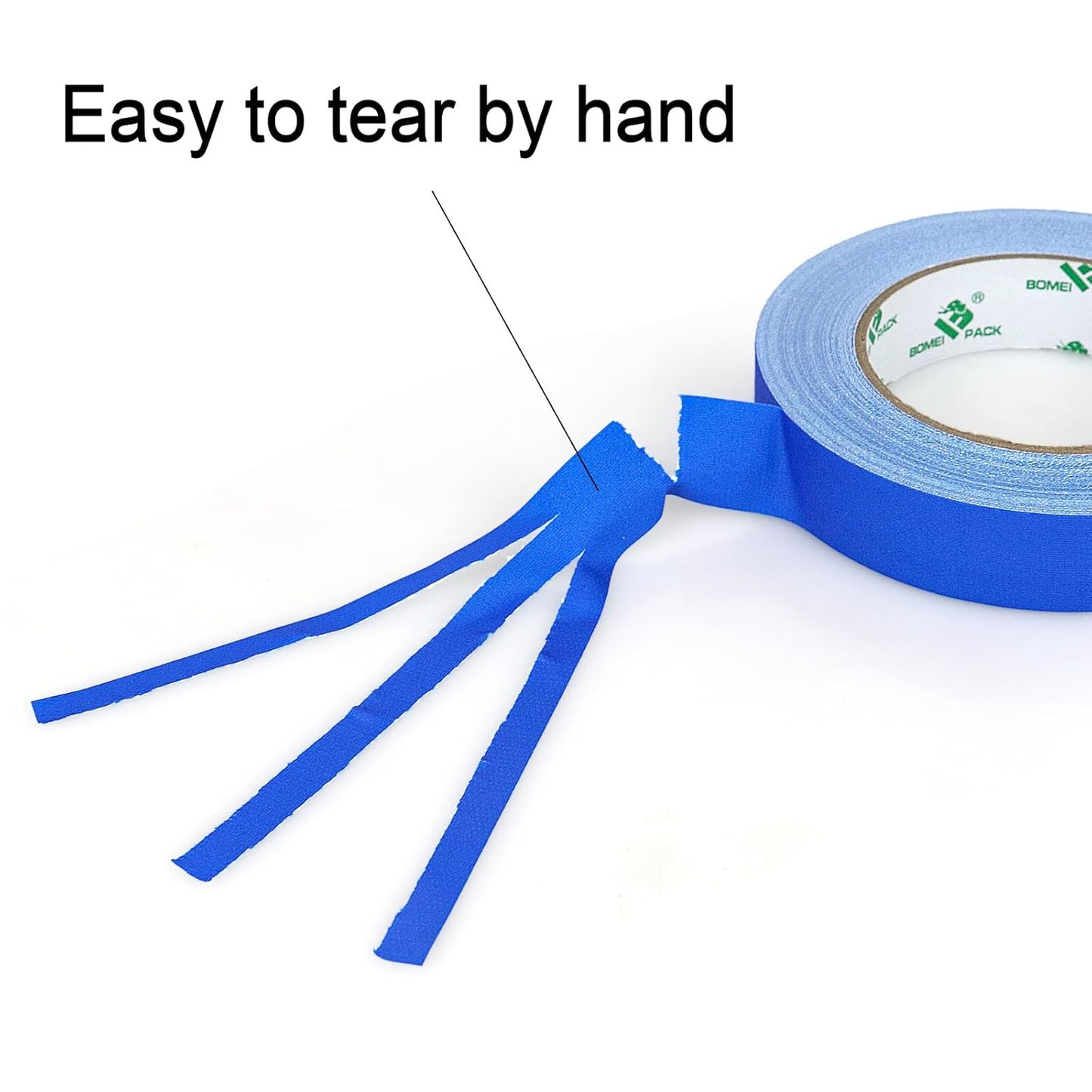 BOMEI PACK Blue Gaffer Tape, Matte Non-Reflective, 1inch x 30yds No Residue Hand Tear Self-Adhesive Gaffer Tape for Labeling, Cable, Stage, Photo Studio, Painters and Duct Repair, 1 Pack