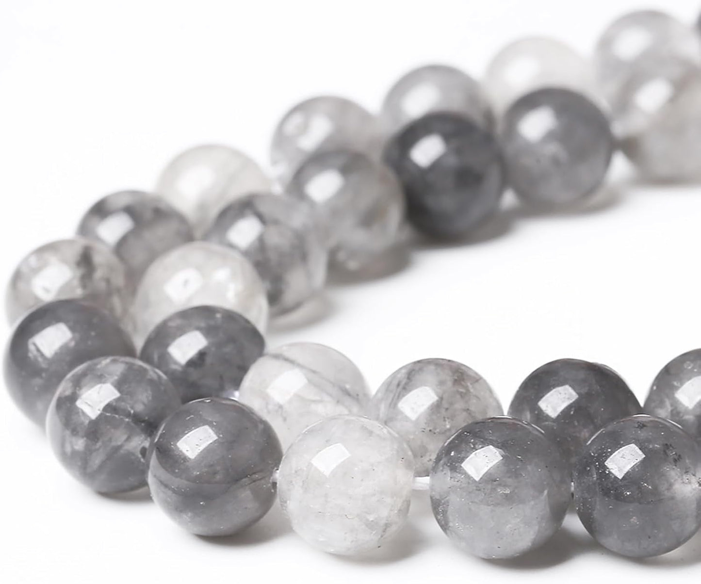 60pcs 6mm Natural Grey Cloud Crystal Stone Beads for Jewelry Making Energy Healing Power Stone Beads DIY Bracelet Necklace Accessories 15"(6mm, Grey Cloud Crystal)