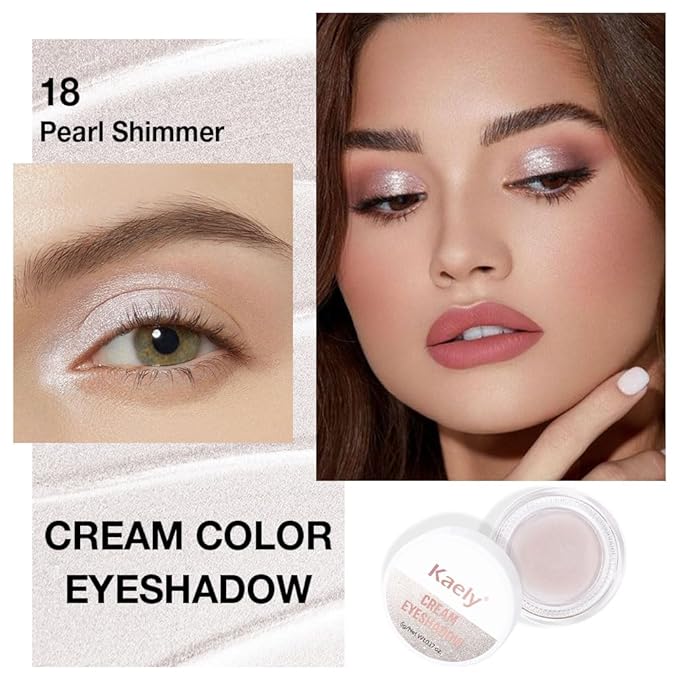 Cream Glitter Pearl Shimmer Metallic Eyeshadow Palette Makeup, Natural Single Mini Instant Holographic Eyeshadow For Older Women, Sombras Crema Para Ojos, Talc, Paraben & Cruelty Free, 18