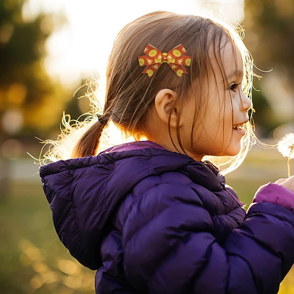 6 PCS Thanksgiving Fall Ribbons - 3/8'' Width Pumpkin Orange Satin Metallic Words Maple Leaves Craft Ribbons for Gift Wrapping & Decorations