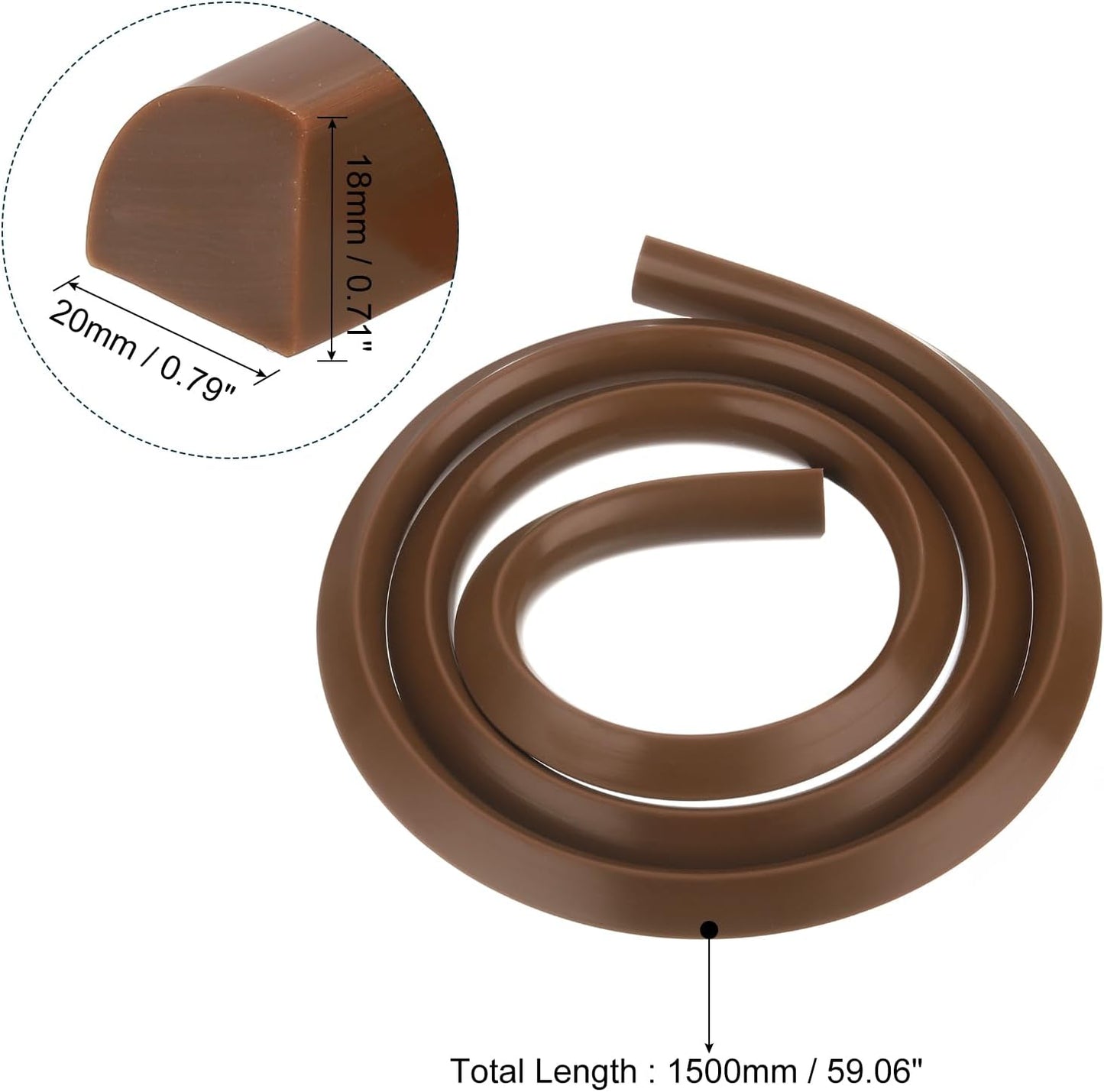 uxcell Flexible Molding Trim, 59 Inch Flexible Quarter Round Molding Silicone Peel and Stick Trim Self Adhesive Shower Water Barrier for Corner Decor Bathroom Kitchen, Brown