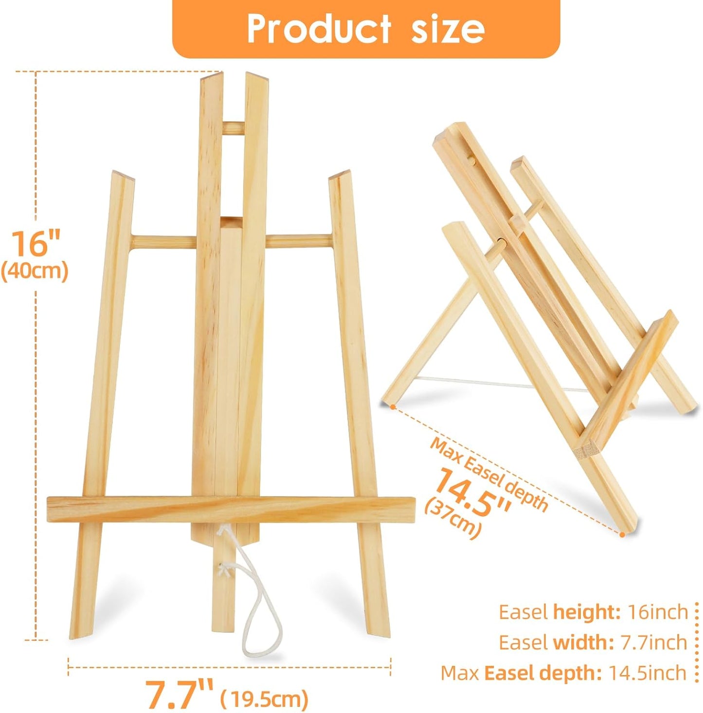 16"x7.7" Wooden Easel, Easel Stand for Painting, Tabletop Easel for Artist/Students/Beginners, Portable Canvas Photo Picture Sign Holder 6Pack