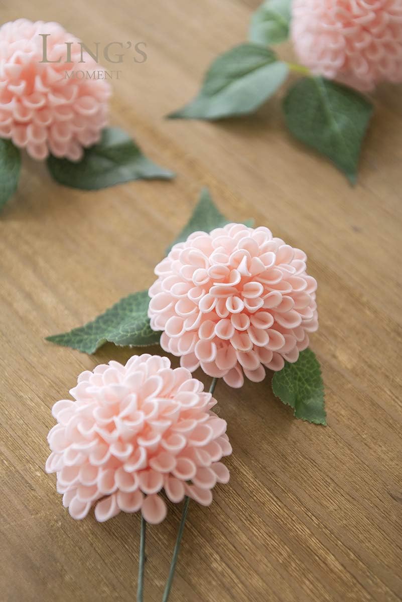 Ling's moment Blush Dahlia Foam Artificial Flowers Real Touch Faux Fake Flower for Home Decor Graduation Baby Shower Decorations Outdoors Party Favors Wedding Gifts Centerpieces Arrangements 25pcs