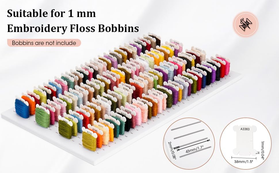 2 Pack PVC Foam Board Inserts for Drawer, Embroidery Floss Storage Organizer-Holds 216 1mm Bobbins, Embroidery Thread Holder for Cross Stitcher Storage(Bobbins are Not Include)