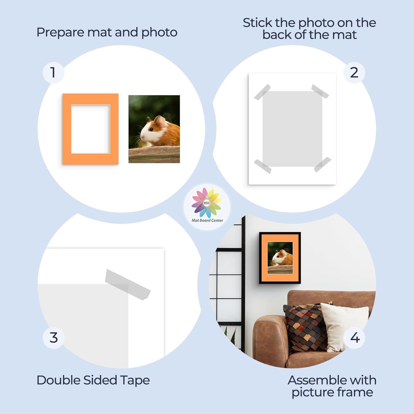 Mat Board Center, Pack of 50, 11x14 for 8x10 Mixed Color Mats - Acid Free, 4-ply Thickness, White Core - for Pictures, Photos, Framing