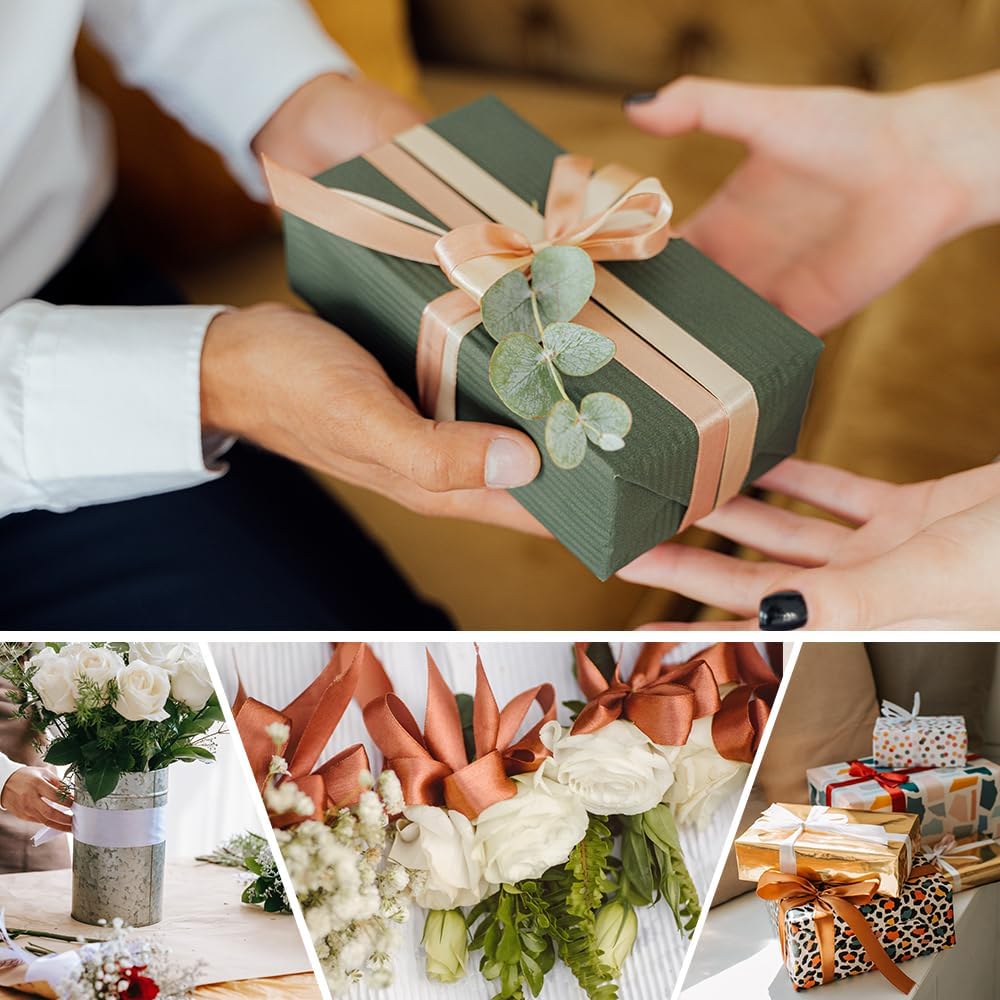 4 Inches x 25 Yards Polyester Satin Ribbon, Solid Color White Satin Ribbon for Crafts, Gift Wrapping, Hair Bows, Wedding Party Decoration, Bow Making (Green)