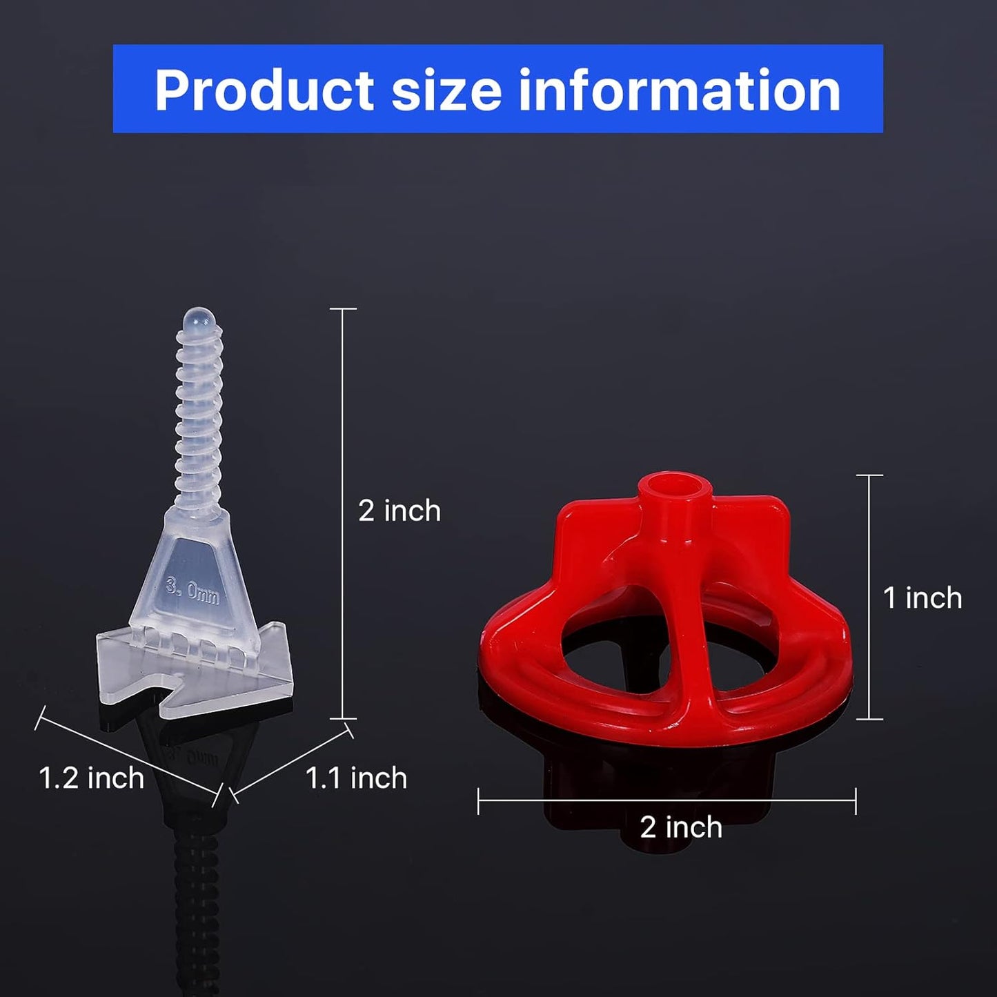 Professional Tile Leveling System Kit，Anti-Loosening Spacers/Wall, Bathroom Tiling - 1/8" Precision Alignment & Grout Spacing Tools(100caps+300base, 1/8)