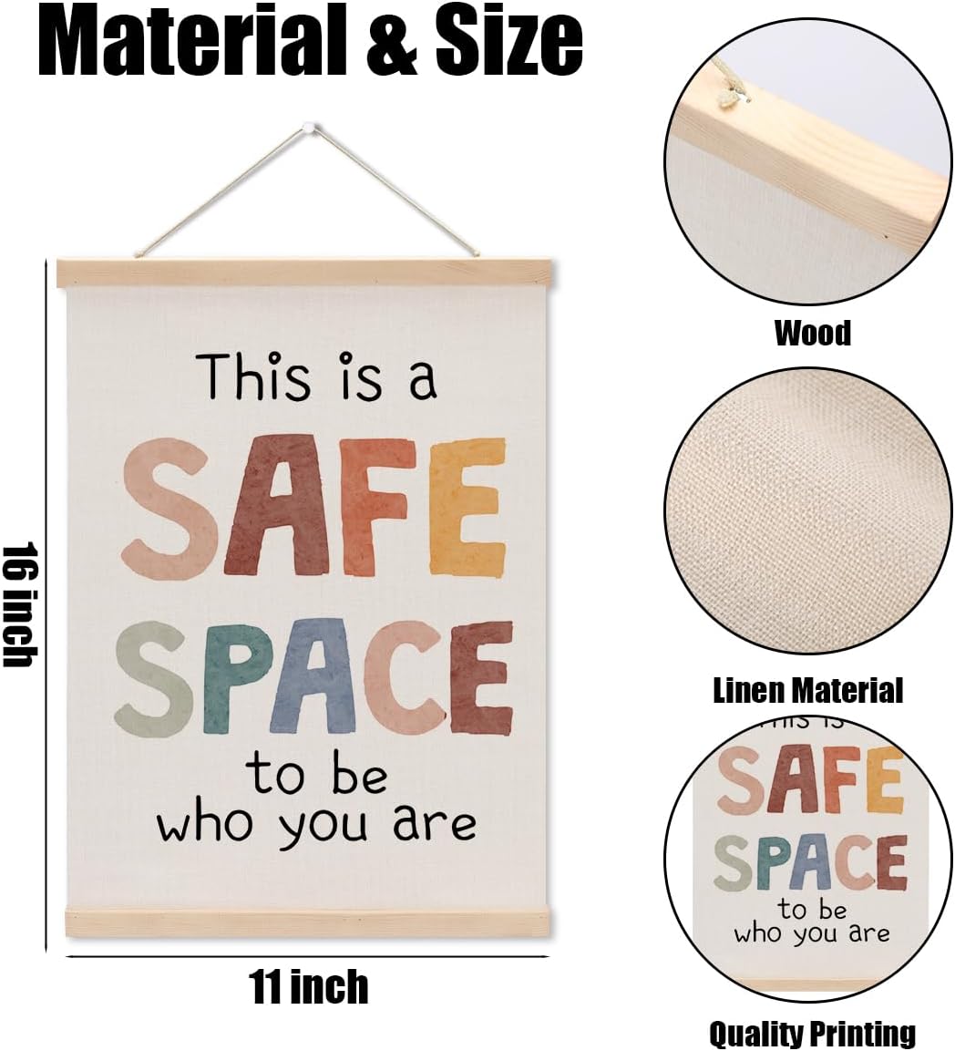 Inspirational Boho Poster Hanger, Therapy Office Decor Growth Mindset Wall Decor, Educational Posters Wall Art Wall Hanging Banner Home Calming Corner Counseling Psychologist Office Decor