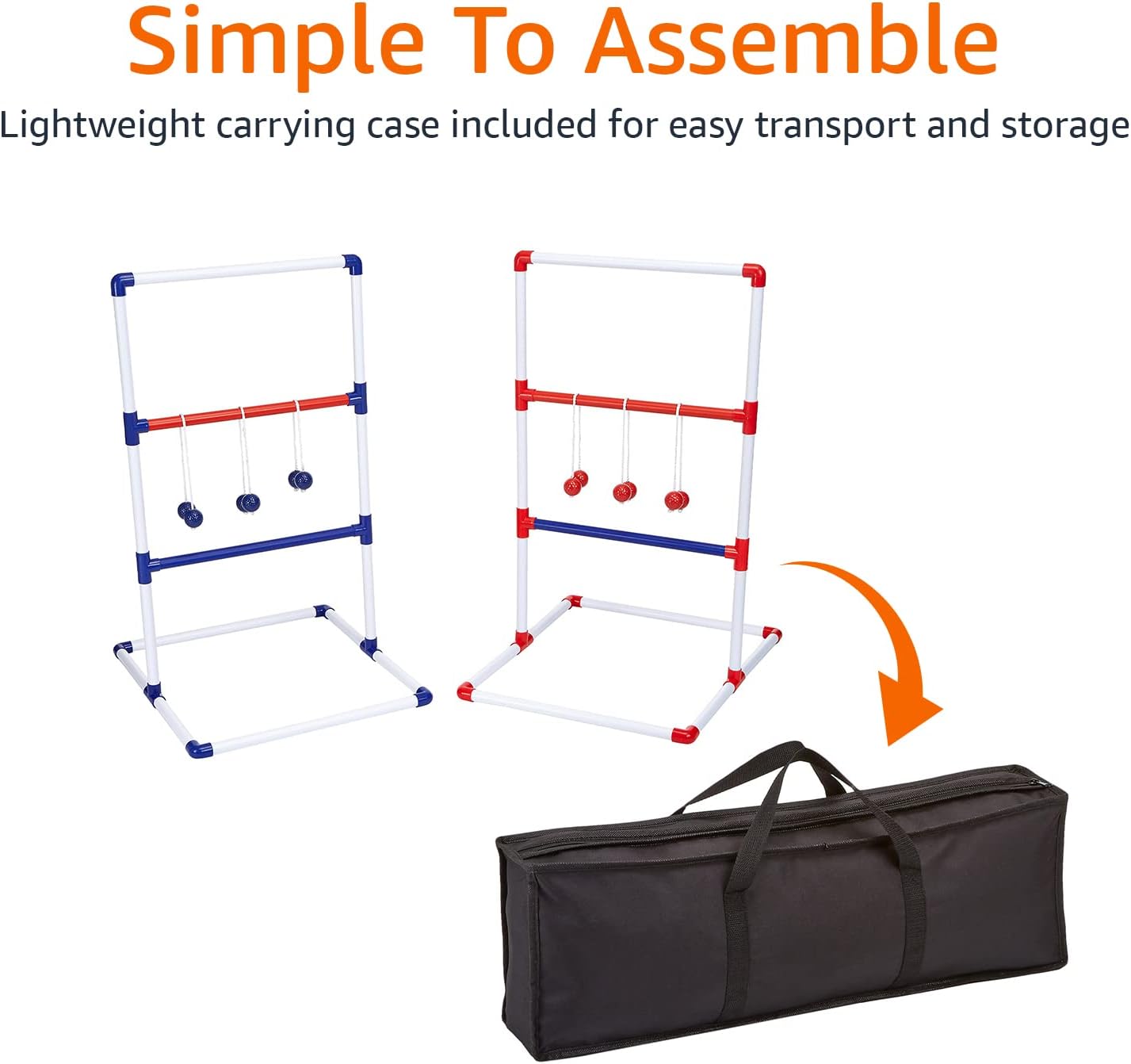 Amazon Basics Ladder Toss Game Set, Red/Blue