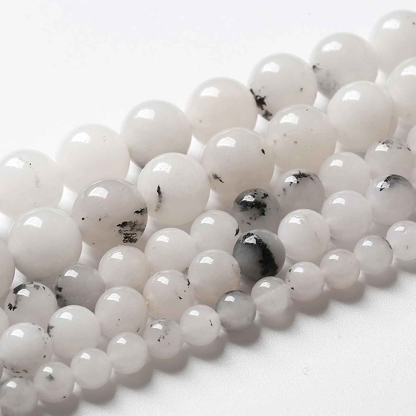 45pcs 8mm Natural Black Rutilated Quartz Crystal Jade Stone Beads for Jewelry Making Energy Healing Power Stone Beads DIY Bracelet Necklace Accessories 15" (8mm, Black Rutilated Quartz Jade)