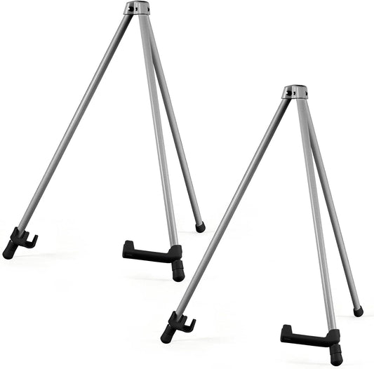 14" High Tabletop Instant Display Easel, Small Desktop Steel Easel Stand with Adjustable Holders for Paintings, Posters and Store Signs(Silver, 2Pack)