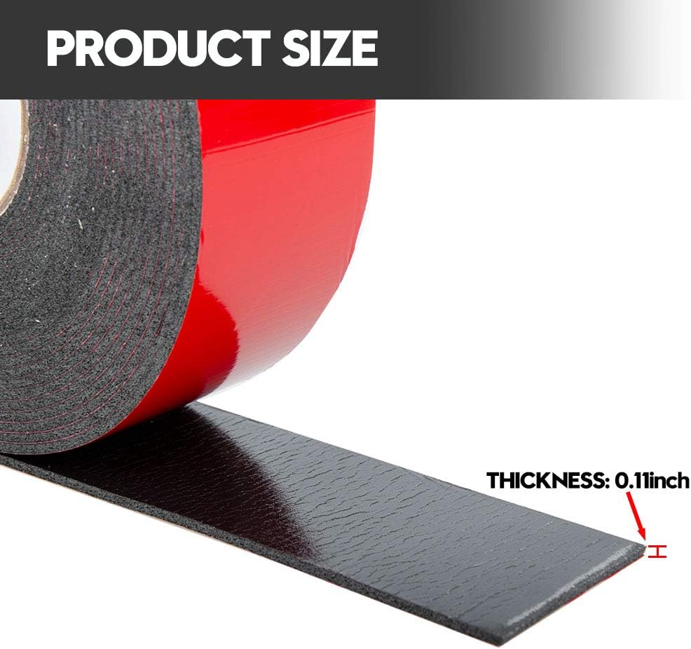 ToLanbbt Double Sided Foam Tape 1.18In x 33FT, Mounting Tape Heavy Duty, Strong Adhesive Weatherproof Seal Strips for DIY Craft Picture Poster, Car & Gap Filling Mountings, Home Office Decor (Black)