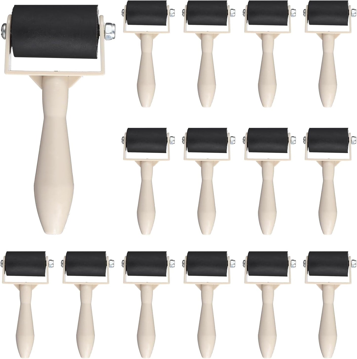 15 Pcs Rubber Brayer Roller Bulk, Small Printmaking Brayer Rollers 1.97 Inch Versatile Plastic Relief Printing Roller for DIY Art Crafting, Oil Painting, Ink Stamping Gluing Tools