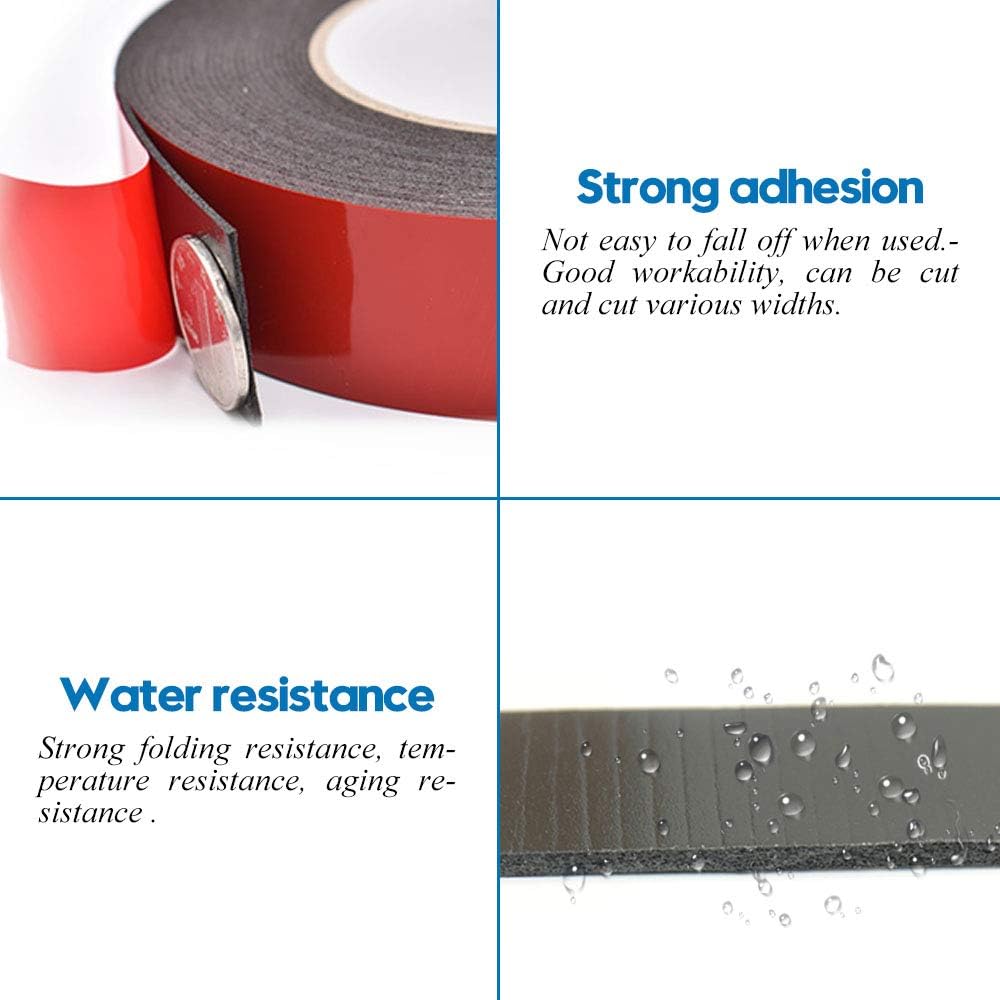 ToLanbbt Double Sided Foam Tape 1.18In x 33FT, Mounting Tape Heavy Duty, Strong Adhesive Weatherproof Seal Strips for DIY Craft Picture Poster, Car & Gap Filling Mountings, Home Office Decor (Black)