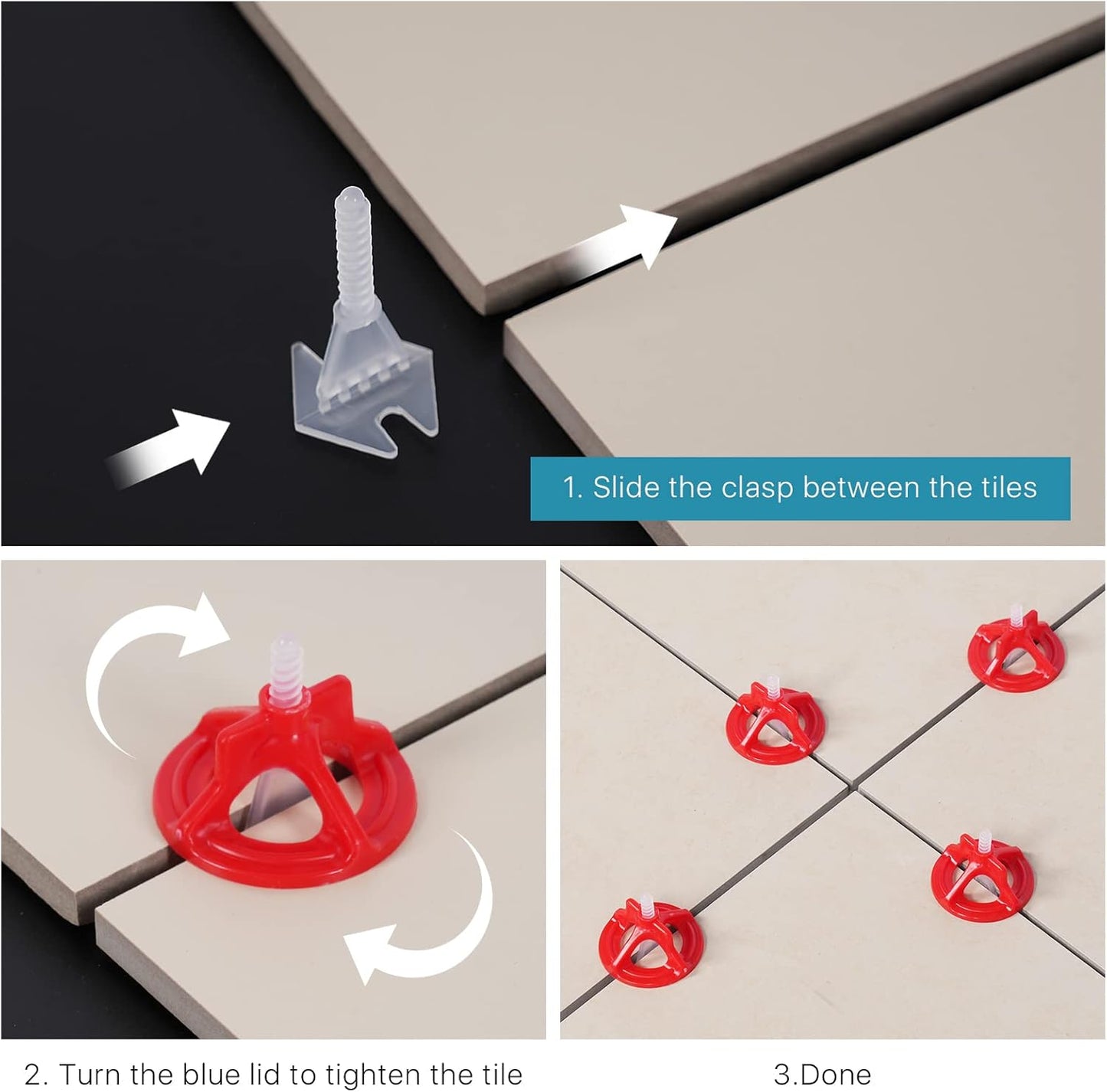 Professional Tile Leveling System Kit，Anti-Loosening Spacers/Wall, Bathroom Tiling - 1/16" Precision Alignment & Grout Spacing Tools(1000base, 1/16)