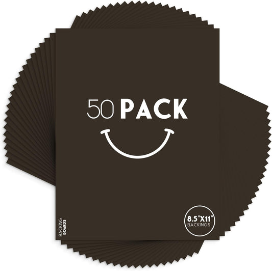 Golden State Art, 8.5x11 Uncut Photo Mat Matboard - Black Uncut Mats for DIY Projects, Presentation Boards, Art Crafts, Prints (50 Pack)