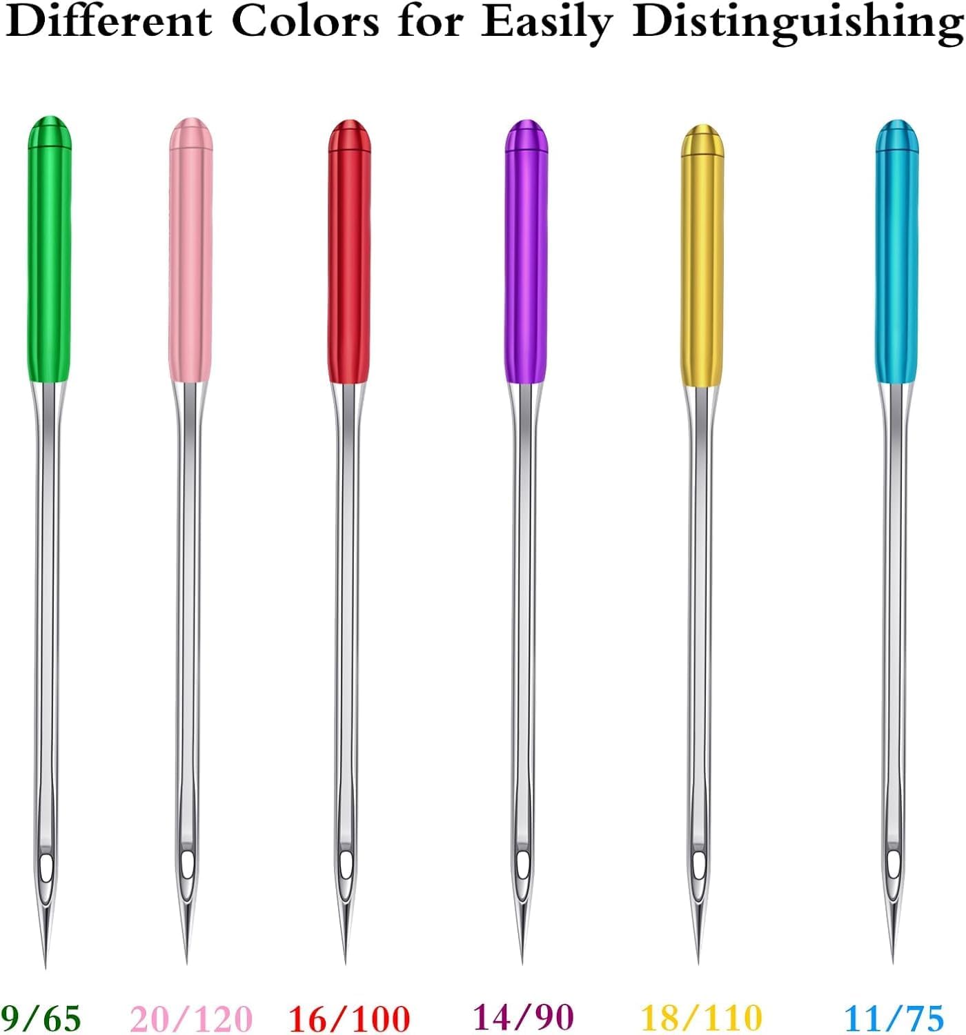 HONEYSEW 60 Pieces Sewing Machine Needles Universal Regular Point Machine Needles for Home Sewing Machine Compatible with Singer, Brother and Old Sewing Machine (Red, Size 16-60PCS)