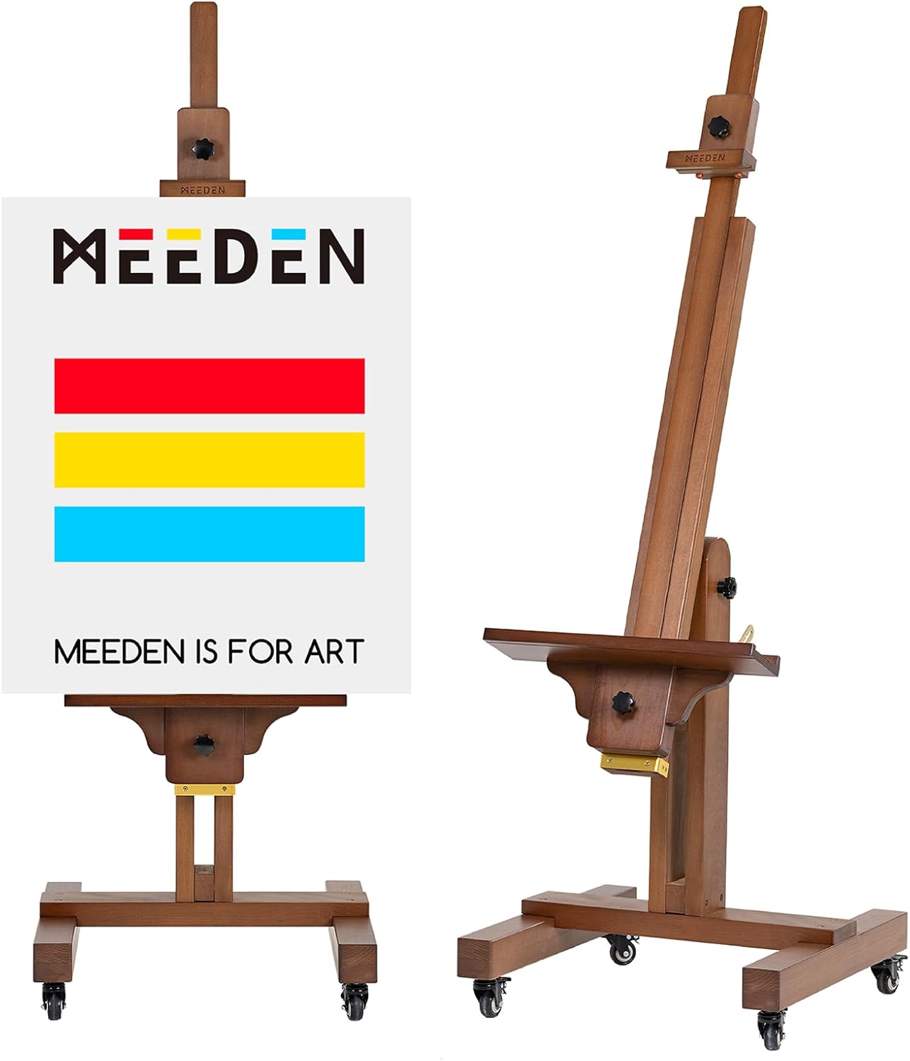 MEEDEN Extra Large Painting Easel: Solid Beech Wood Artist Studio Easel - Professional Art Easel Stand for Adults - Adjustable Movable Tilting Easels for Canvas up to 71"