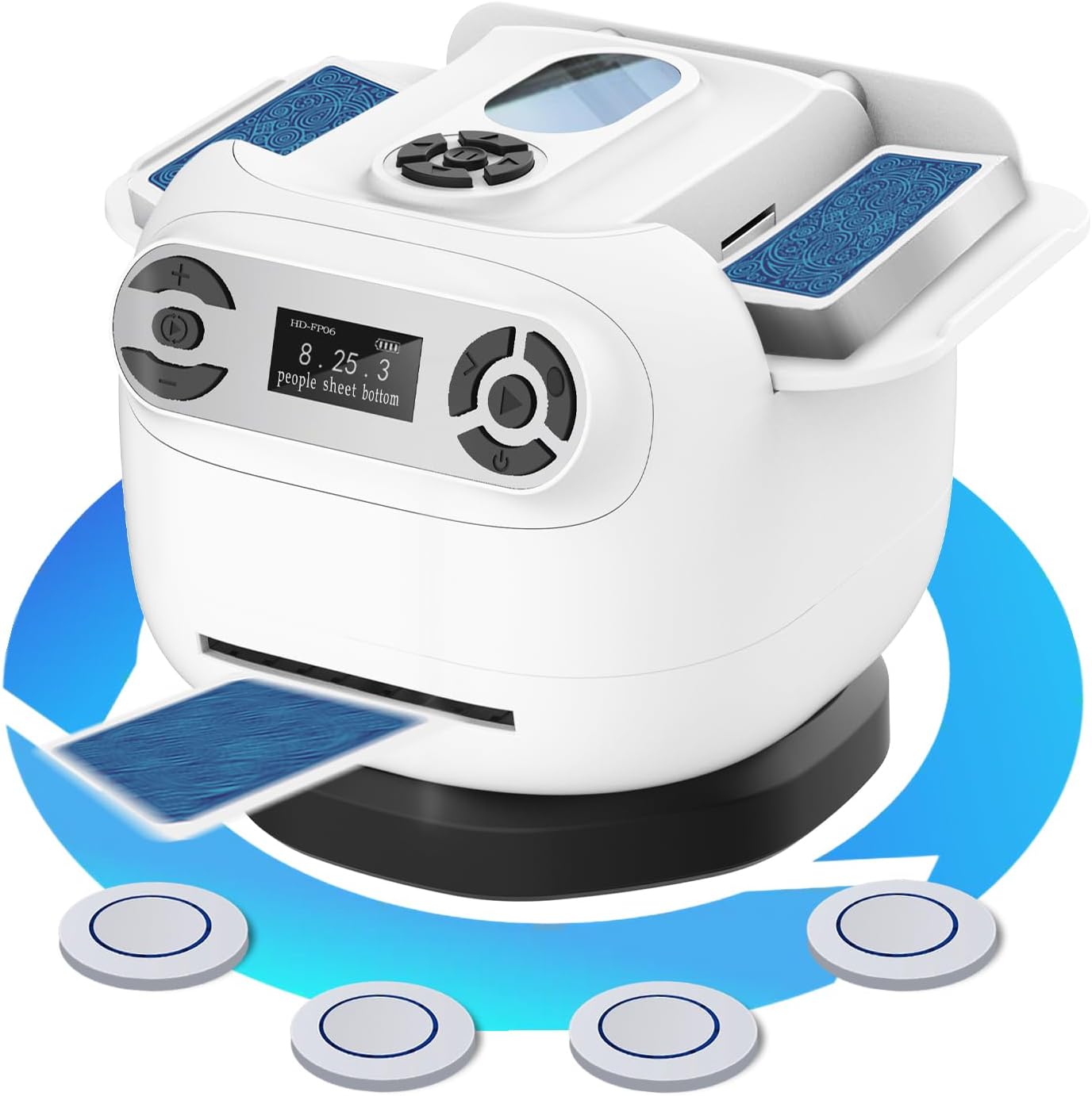 2025 Automatic Card Shuffler and Dealer Machine, 2-in-1 360°Rotating Card Dealer and Shuffler Machine, Super Quiet, Safer, Various Card Games for Home and Club-White