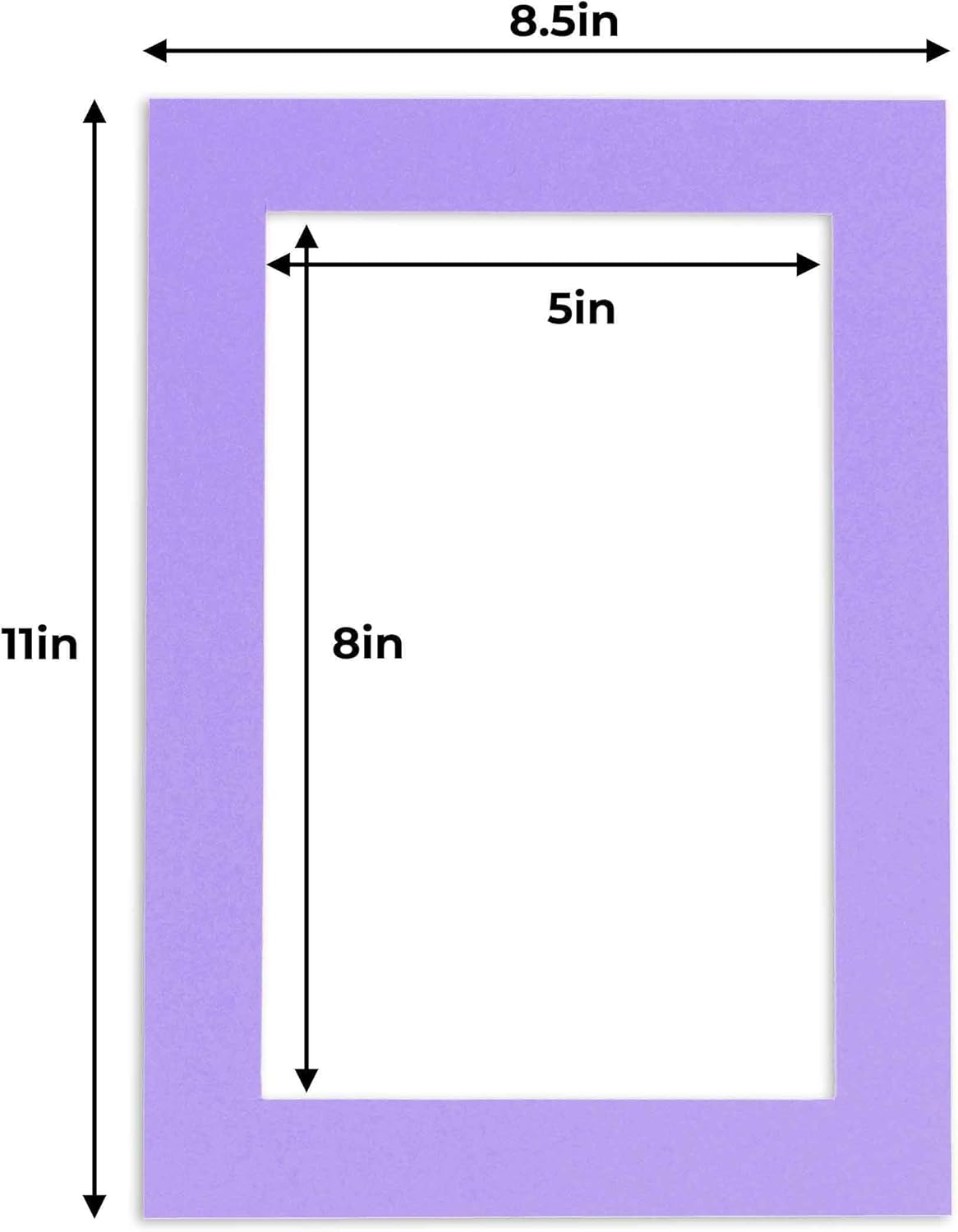 5.5x8.5 Mat for 8.5x11 Frame - Precut Mat Board Acid-Free Show Kit with Backing Board, and Clear Bags Light Purple 5.5x8.5 Photo Matte For a 8.5x11 Picture Frame Matboard for Framing, Pack of 25 Mats