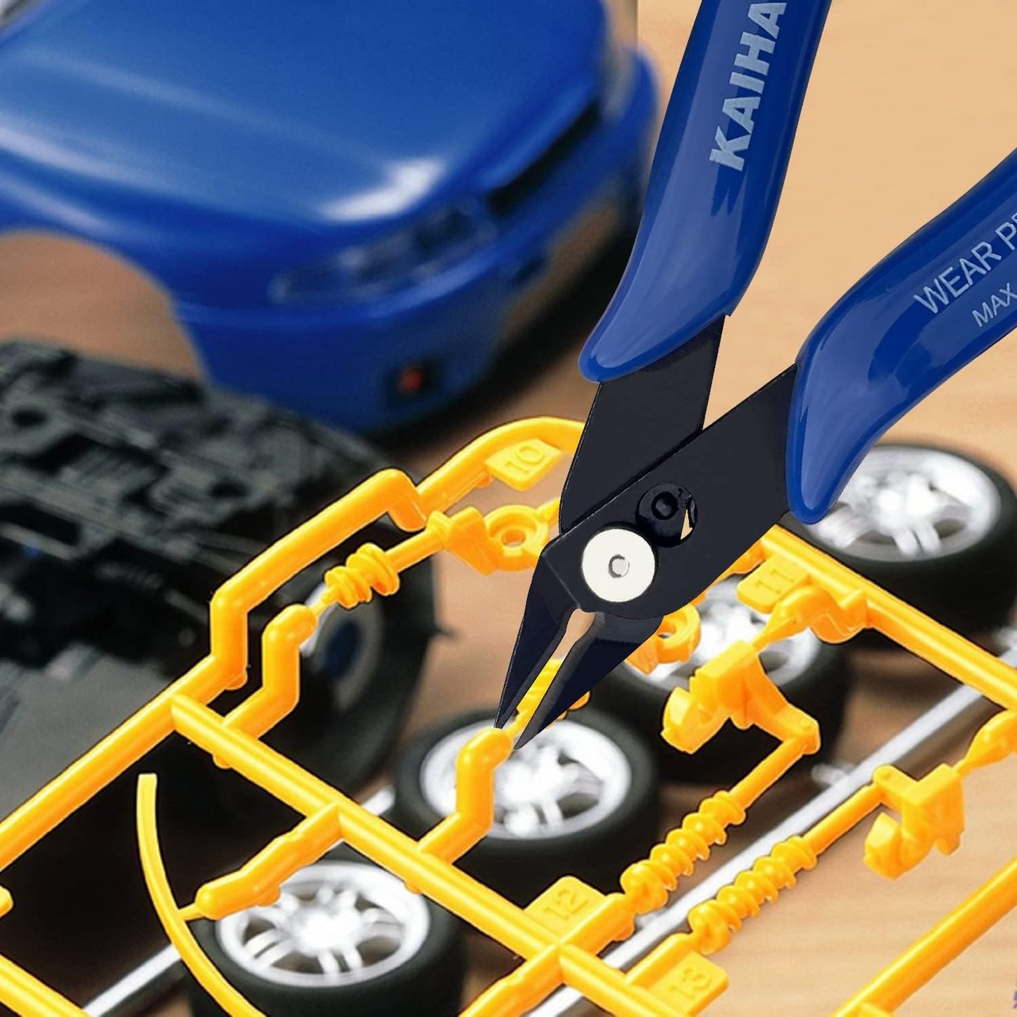 KAIHAOWIN Micro Wire Cutters with Spring, 2 Pack, 5 inch Precision Mini Flush Cutters Bulk, Nippers, Flush Cutting Pliers, Wire Snips, Small Side Cutters for Electronics Crafts Jewelry-Blue