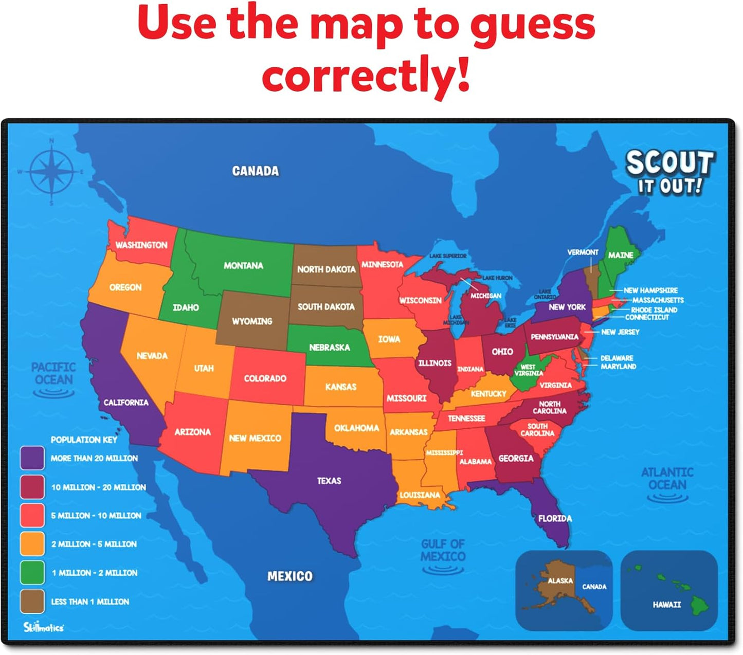 Skillmatics Board Game - Scout It Out 50 States, Guessing & Trivia Game for Families, Educational Toys, Card Games for Kids, Teens and Adults, Gifts for Boys and Girls Ages 7, 8, 9 and Up