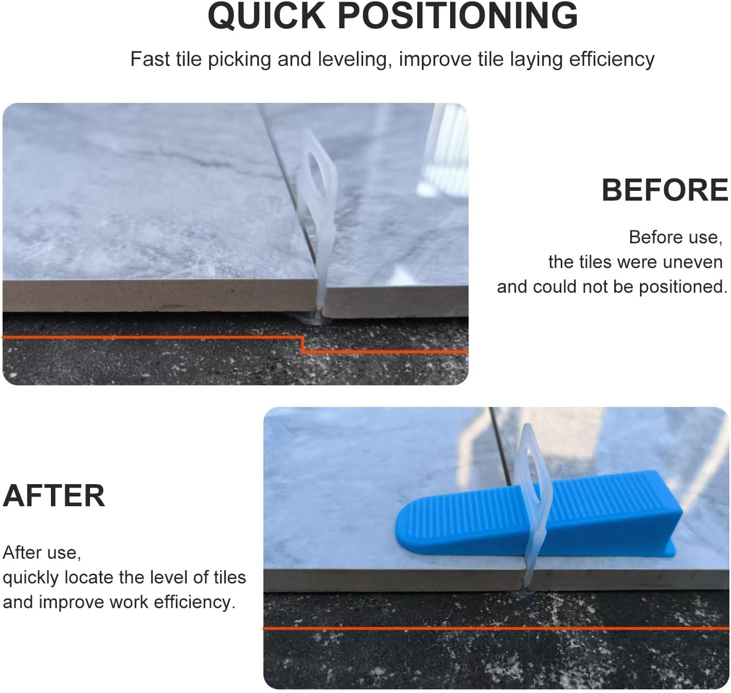 Tile Leveling System 1/16”Kit 1400pcs Tile Leveler Spacers Clips +320pcs Reusable Wedges Tile Leveler Tool Set for Tile & Stone Installation（1720）