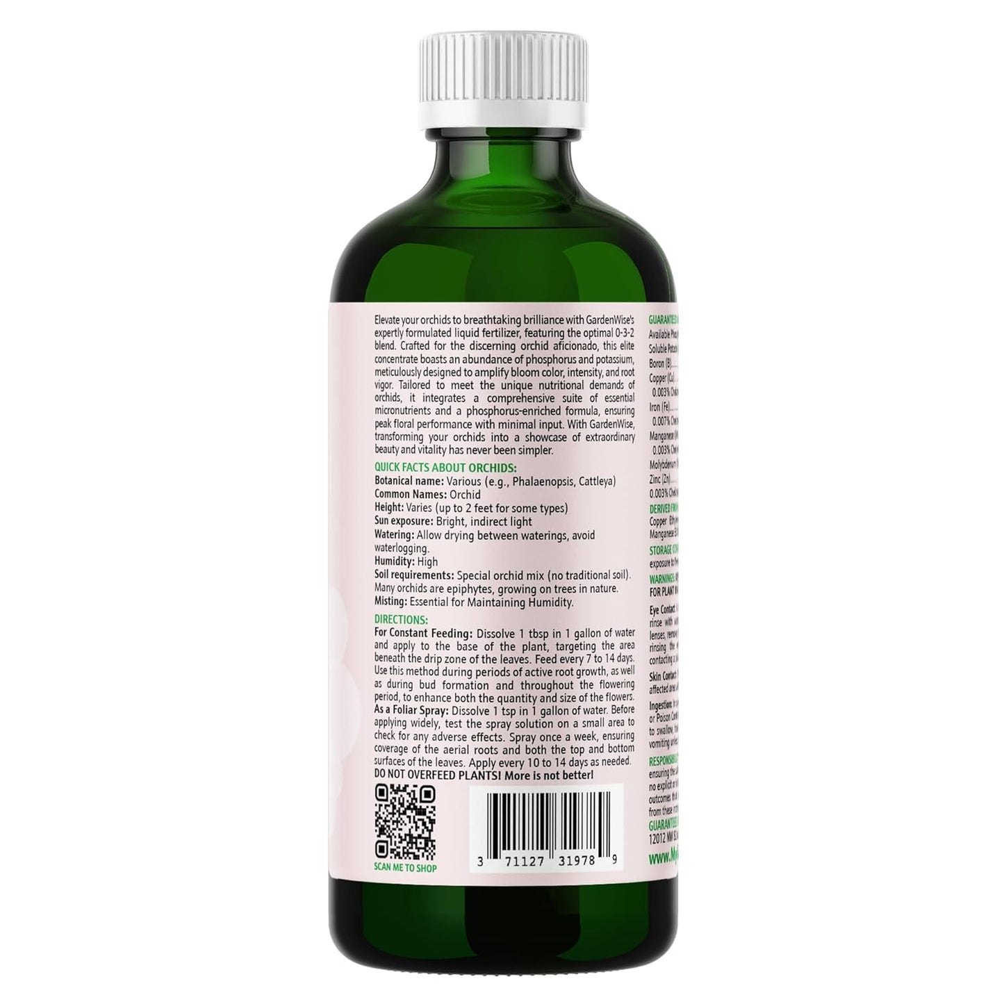 0-3-2 Giant Bloom: Orchid Bloom Enhancer - Orchid Bloom Booster Fertilizer - Orchid Food Concentrate - Chelated Nutrients for Healthy Flower & Reblooms (32 OZ), GW-05030-C-01