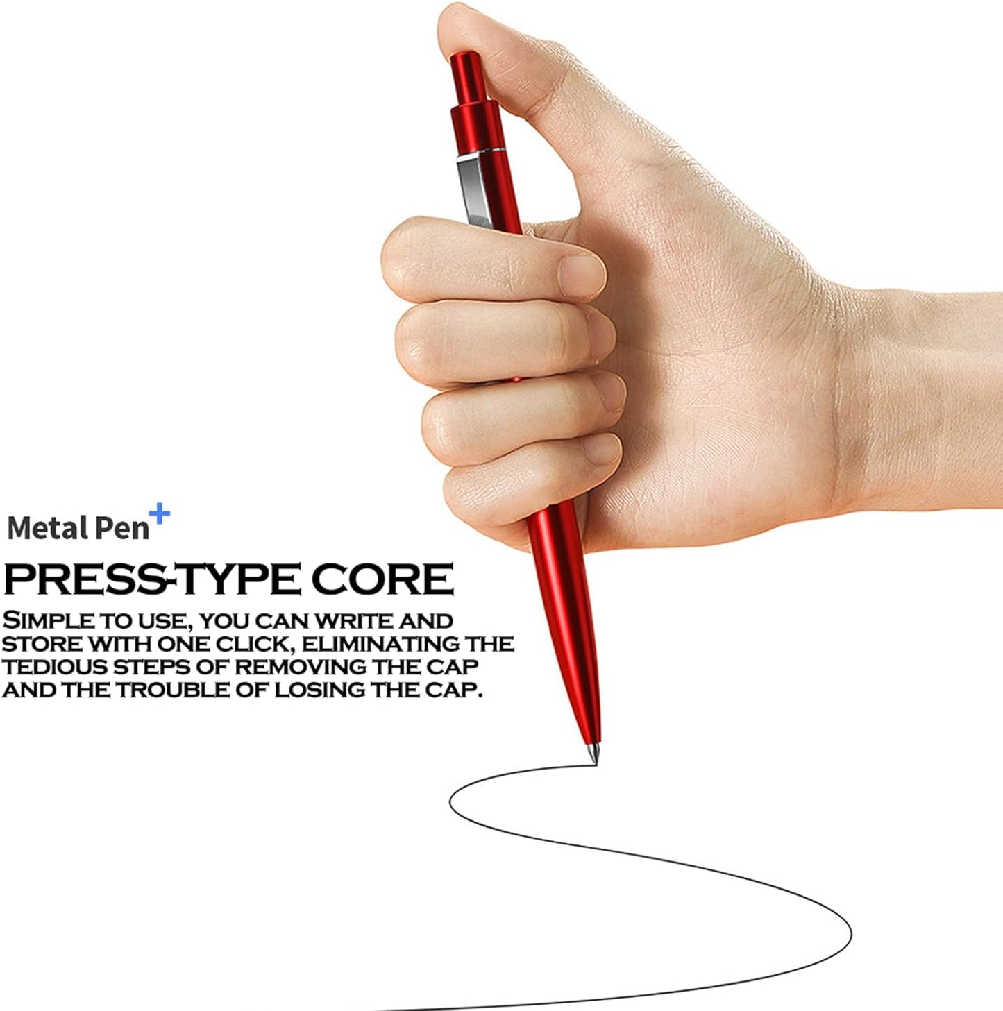 DUNBONG Black Metal Gel Pen, Gel Ink Ballpoint Pen, Black Ink, 0.5mm Retractable Ink Pen (Black)